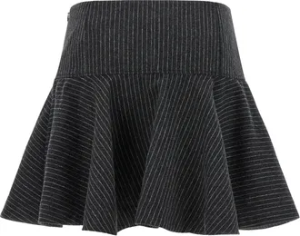 Ganni Pinstriped Flannel Skirt - Charcoal