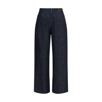 Brunello Cucinelli High-Rise Wide-Leg Denim Trousers - Blue