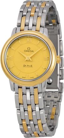 Omega De Ville Prestige Champagne Dial Stainless Steel & 18kt Yellow Gold Ladies Watch 424.20.24.60.08.001