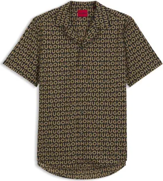 HUGO BOSS Relaxed-fit shirt in printed cotton canvas