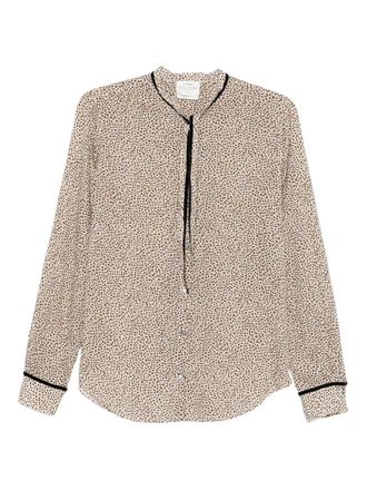 Forte_Forte spotted-print tie-neck shirt - White