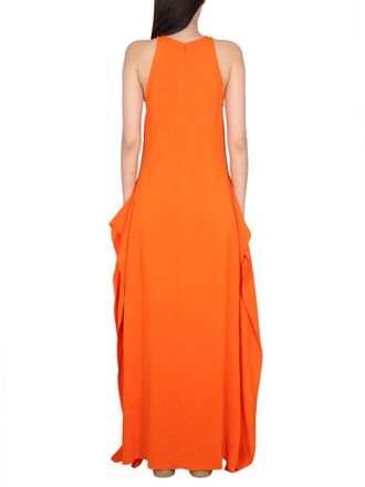 Lanvin Viscose Cellulose Longuette Dress - Orange