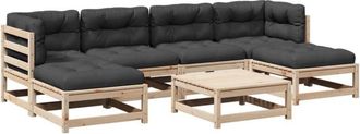 vidaXL Vidaxl Set De Sof&aacute;s Jard&iacute;n 7 Pzas Con Cojines Madera Maciza Pino