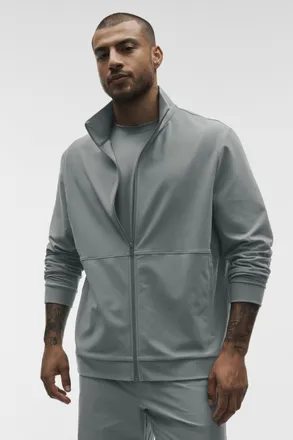 Alo | Conquer Max Mock-Neck Full-Zip Jacket in Monument, Size: Medium