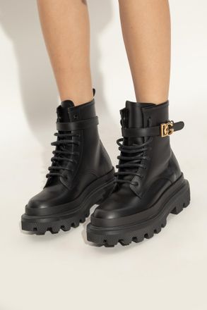 Dolce & Gabbana Leather Ankle Boots, Womens, Black