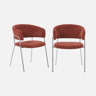 Sweeek Sill&oacute;n Vintage De Tela Con Estructura Cromada, Set De 2