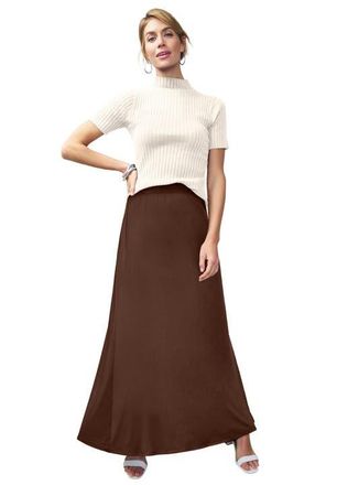 Jessica London Everyday Stretch Knit Maxi Skirt in Rich Brown at Nordstrom, Size 12