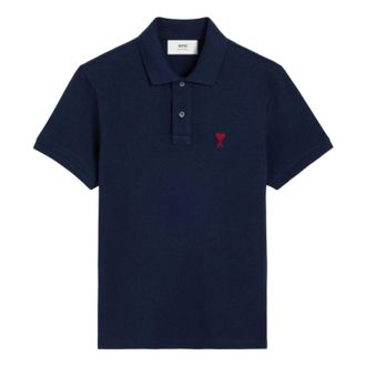 Ami Small Heart Logo Polo Shirt Night Blue BFUPL001-760-430