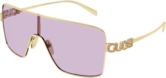 Gucci Shield Zonnebril - Dames - Zonnebrillen - Geel - ONE Size - Nylon - Accessoires