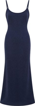 Elisabetta Franchi Navy Blue Open Back Tied Bow Maxi Dress