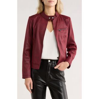 Desigual Woven Faux Leather Jacket in Burgundy at Nordstrom Rack, Size Xx-Large