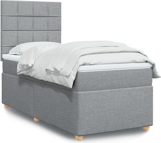 vidaXL Vidaxl - Cama Box Spring Con Colch&oacute;n Tela Gris Claro 100x200 Cm