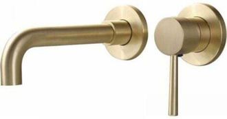 OEM Grifo De Lavabo De Lat&oacute;n Macizo Color Oro, Grifo De Ba&ntilde;o Mural, Grifo De Lavabo Con Ca&ntilde;o Giratorio De Lat&oacute;n Cepillado
