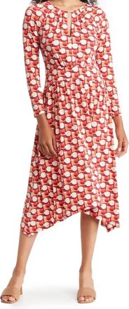 Maggy London Long Sleeve Abstract Print Dress In Wine Coral