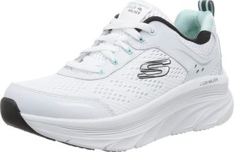 Skechers Womens Dlux Walker Infinite Motion Trainers,White Leather/Mesh/ Black Trim,6 UK