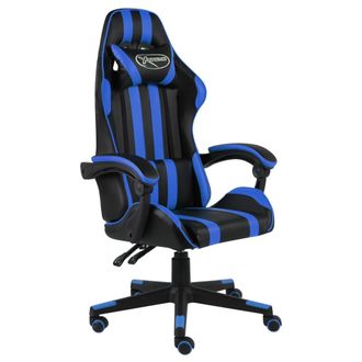 vidaXL Silla Gaming De Cuero Sint&eacute;tico Negro Y Azul Vidaxl