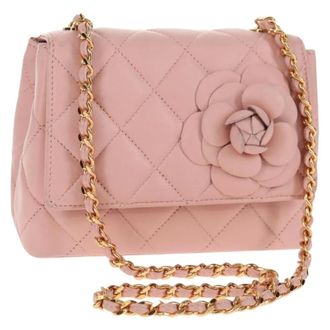 Chanel Vintage Camellia Flap Quilted Lambskin Pink Leather Bag (Pre-Owned)