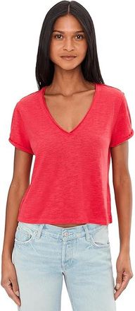 Free People We The Free Take 2 T-Shirts Womens Clothing Racing Red Combo : LG (Womens 12-14), Cotton/Polyester