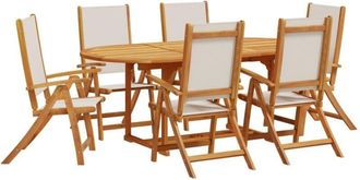 vidaXL vidaXL 7 Piece Garden Dining Set Solid Wood Acacia and Textilene