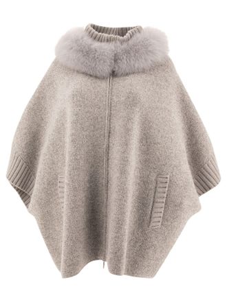 ポンチョ・ケープ GIOVI FW24 Wool and cashmere poncho (P2410VO 3 SALE) Full Cashmere Ruched Poncho – INHABIT