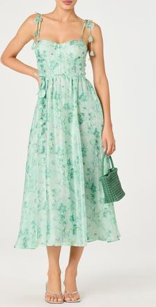 ASTR the Label Halcyon Floral Print A-Line Dress in Green Floral at Nordstrom, Size Large
