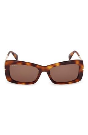 Max Mara 54mm Rectangular Sunglasses in Blonde Havana Gold /Brown at Nordstrom