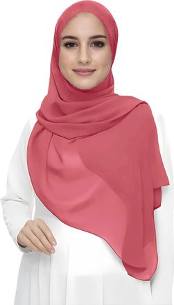 Lina & Lily Premium Chiffon Hijab Head Scarf Shawl Wrap for Muslim Women Lightweight (Coral)