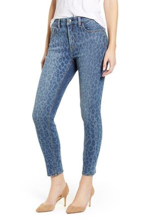 Jen 7 by 7 For All Mankind JEN7 High Waist Ankle Skinny Jeans in Indigo Leopard at Nordstrom, Size 0