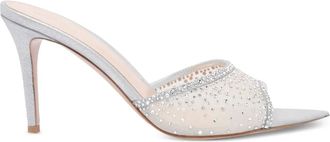 Gianvito Rossi M85 mm muiltjes verfraaid met kristallen en hak - Zilver