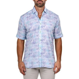 Maceoo Galileo Marthyr0237 White Floral Short Sleeve Button-Up Shirt at Nordstrom, Size 4