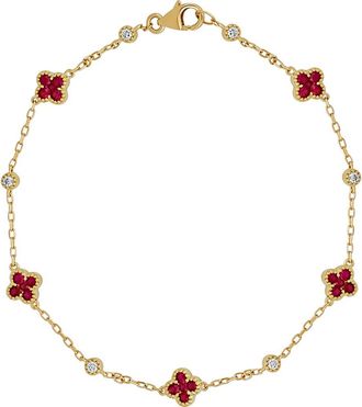 Bony Levy El Mar Gemstone & Diamond Station Bracelet in 18K Yellow Gold Ruby at Nordstrom, Size 7.5