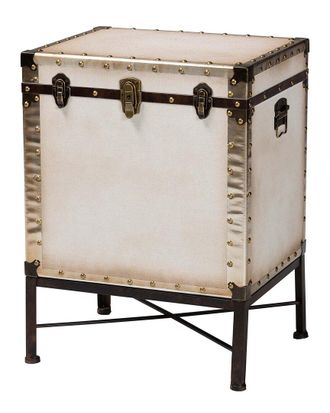 Baxton Studio Laura Vintage Canvas Lift-Top Trunk End Table