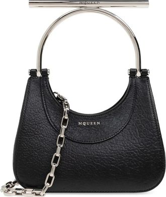 Alexander McQueen Tassen, Dames, Zwart, ONE Size, Leer, Zwarte Handtas Mini T-bar Tas