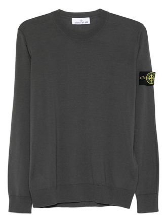 Stone Island Compass-badge crew-neck sweater - men - RWS Virgin Wool - S - Grey