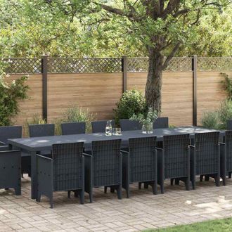 vidaXL Conjunto De Comedor De Jard&iacute;n 15 Pcs Antracita Ratan Polt Vidaxl