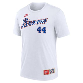 Nike Hank Aaron Atlanta Braves Cooperstown Nike Mens MLB T-Shirt in White | NJFD10AQFJ-VLB