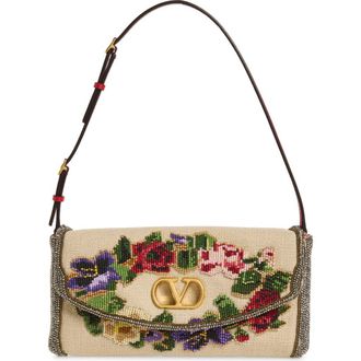 Valentino Garavani Vain Soft Beaded Top Handle Bag in Multi Beige at Nordstrom