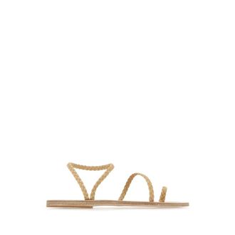 Ancient Greek Sandals Flat Sandals, female, Beige, Size: 6 US Beige Leather Thong Sandals