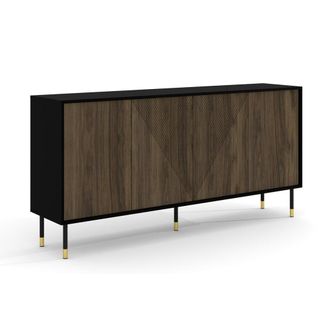 Petits Meubles Buf&eacute; 4 puertas paneles laminados madera y negro