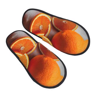 Generic Fuzzy Slippers Fresh Orange Fruit Printing Fluffy Slippers Unisex Flat House Shoes For Mens Winter Travel L