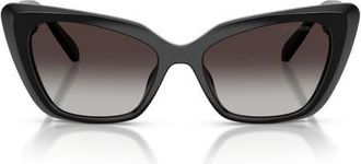Swarovski 54mm Cat Eye Sunglasses in Black /Grey Gradient at Nordstrom