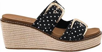 Corkys Footwear Womens Manifest Polka Dots Wedge Sandal In Black And White