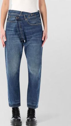 R13 high rise crossover straight leg denim trousers