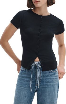 Rag & Bone The Knit Button T-Shirt in Black at Nordstrom, Size X-Small