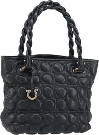 Ferragamo Pre-owned Leather Handbag - Dames - Vintage Handtas - Zwart - ONE Size - Leer - Vintage