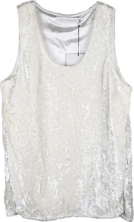 Victoria Beckham White Crushed Velvet Tank Top Size XS