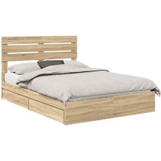 vidaXL Storage Bed with Drawer Sonoma Oak 140 x 190 cm Engineered Wood vidaXL