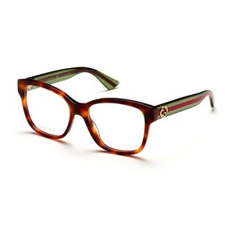 Gucci Tortoiseshell Square Full Rim Eyeglasses - Havana