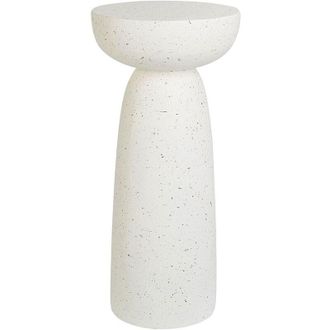 Beliani Tavolino in fibra di vetro MgO di forma rotonda con effetto terrazzo bianco Cadini