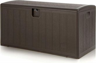 Costway Baule da Giardino, Scatola Portaoggetti da Esterno in Legno con Capacità di Contenimento di 400 Litri, 127,5 x 64 x 64cm - Costway